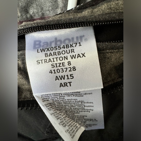 Barbour Straiton Wax Jacket Black Size 4 - Picture 2 of 4